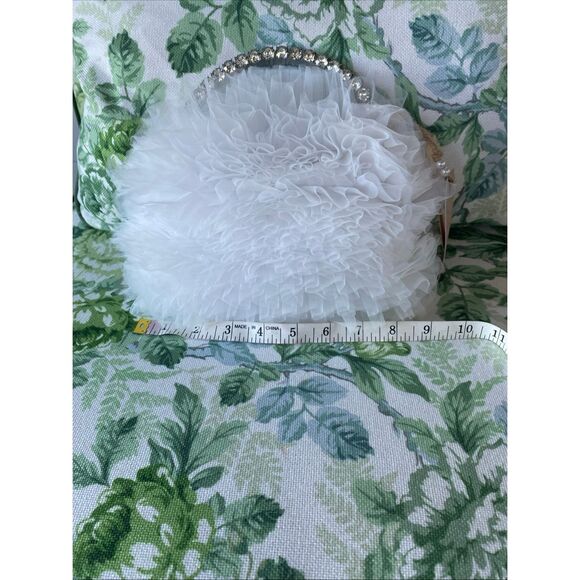 Badgley Mischka Jewel Handle Jazzy Tulle Evening Bag-NWT-White- - Picture 10 of 11